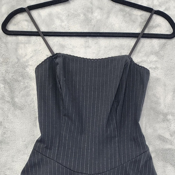 Vintage LA BELLE Dress Womens 3 Juniors Black Pin Striped Embroidered Party - Picture 2 of 11